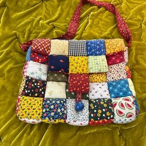 Vintage Quilted Patchwork Multicolor Shoulder Bag